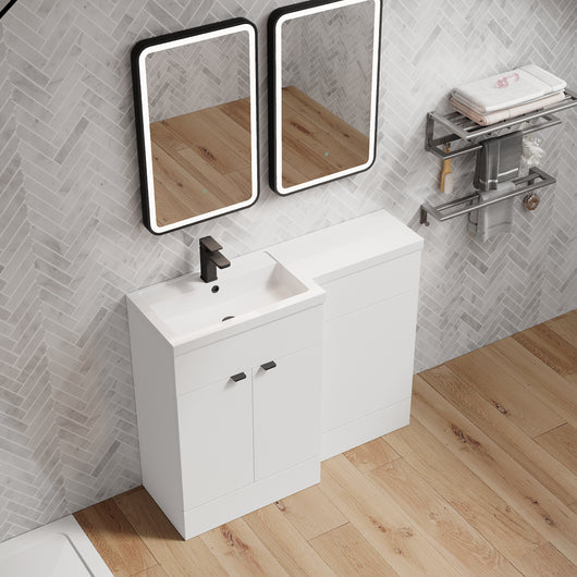  Parkhouse 1000mm L Shape Combination Basin and WC Unit Gloss White