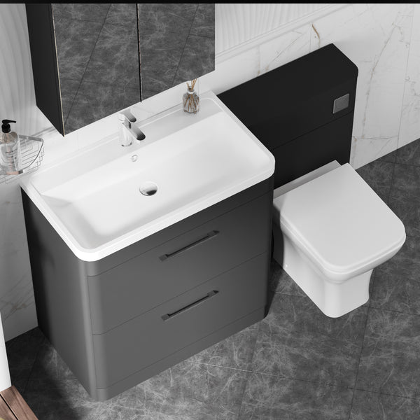 Pride 1350mm 2-Drawer Vanity & WC Combination Unit Set - Soft Black ...