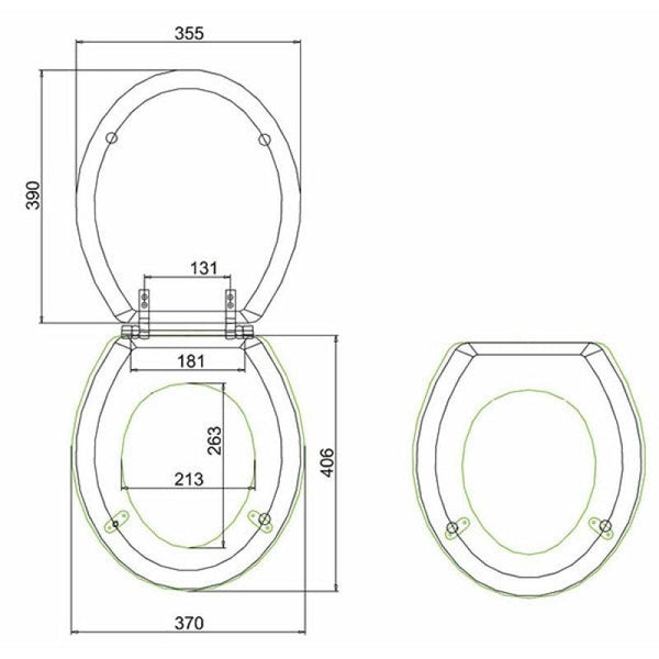 Burlington Oak Standard Moulded Wood Toilet Seat Standard Hinges