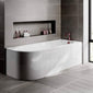 J Shaped 1700 x 750 Right Hand Single Ended Bath, Panel & 6mm Curved Bath Screen