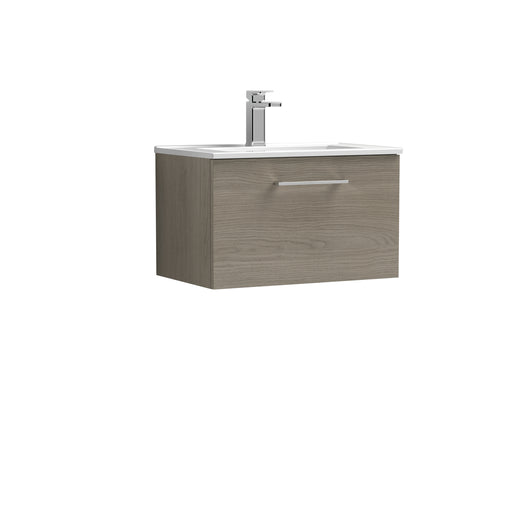  Nuie Arno 600mm Wall Hung 1 Drawer Vanity & Basin 2 - Solace Oak