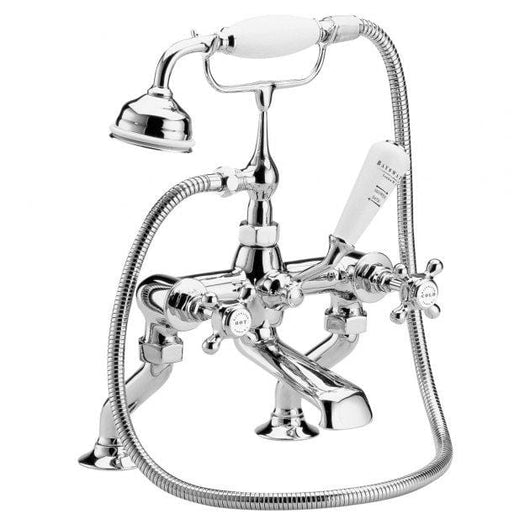  Bayswater Traditional Crosshead Hex Deck Mounted Bath Shower Mixer - White