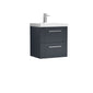 Nuie Deco 500mm Wall Hung 2 Drawer Vanity & Basin 1 - Satin Anthracite