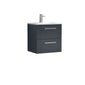 Nuie Deco 500mm Wall Hung 2 Drawer Vanity & Basin 2 - Satin Anthracite