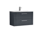 Nuie Deco 800mm Wall Hung 2 Drawer Vanity & Basin 4 - Satin Anthracite