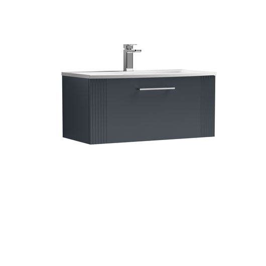  Nuie Deco 800mm Wall Hung Single Drawer Vanity & Basin 4 - Satin Anthracite