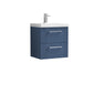 Nuie Deco 500mm Wall Hung 2 Drawer Vanity & Basin 1 - Satin Blue