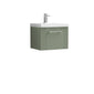 Nuie Deco 500mm Wall Hung Single Drawer Vanity & Basin 1 - Satin Reed Green