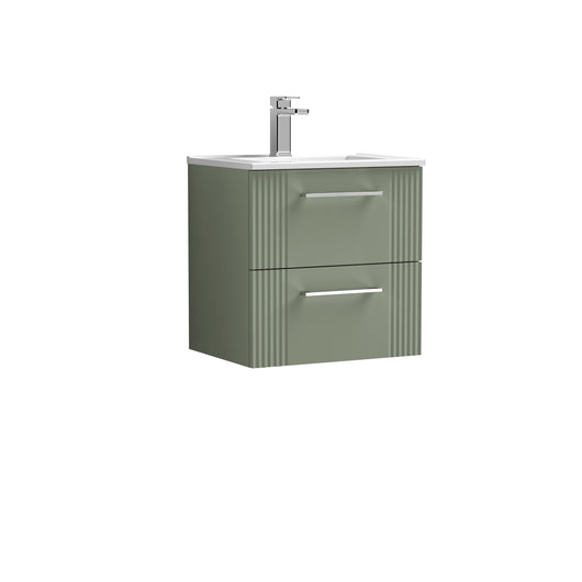  Nuie Deco 500mm Wall Hung 2 Drawer Vanity & Basin 2 - Satin Reed Green