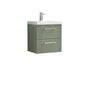 Nuie Deco 500mm Wall Hung 2 Drawer Vanity & Basin 3 - Satin Reed Green