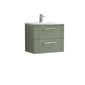 Nuie Deco 600mm Wall Hung 2 Drawer Vanity & Basin 4 - Satin Reed Green