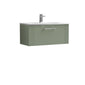 Nuie Deco 800mm Wall Hung Single Drawer Vanity & Basin 4 - Satin Reed Green