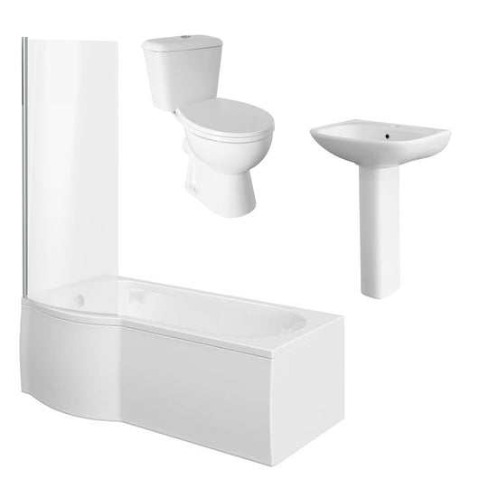 Alpha Complete P-Shape Bathroom Suite - 1500,1600 & 1700 available with Various Options