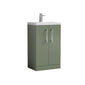 Nuie Arno Compact 500mm Floor Standing 2 Door Vanity & Polymarble Basin - Satin Green