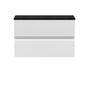 Hudson Reed Urban 800mm Wall Hung 2-Drawer Vanity Unit & Sparkling Black Worktop - Satin White