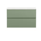 Hudson Reed Urban Green 800mm Wall Hung 2 Drawer Unit & Laminate Top - Satin Green