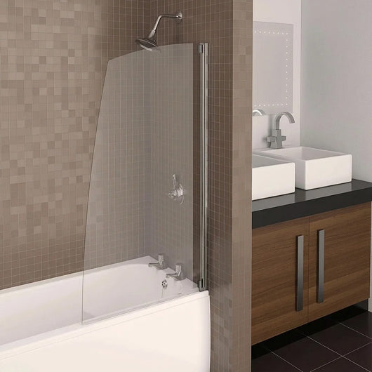  Aqualux Sail Bath Screen 1400(H) x 750mm - Polished Silver