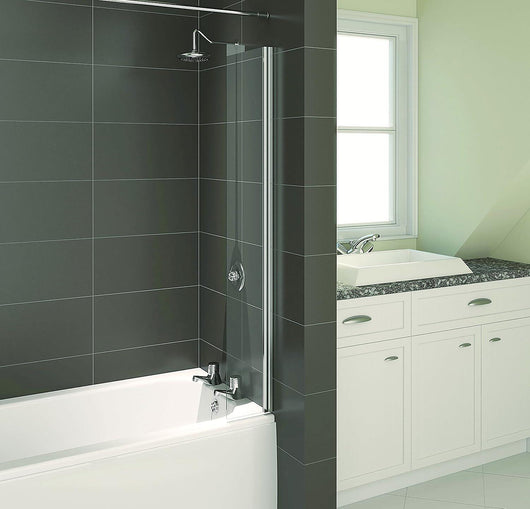  Aqualux AQUA4 Splash Guard Screen 1400(H) x 200mm - Polished Silver