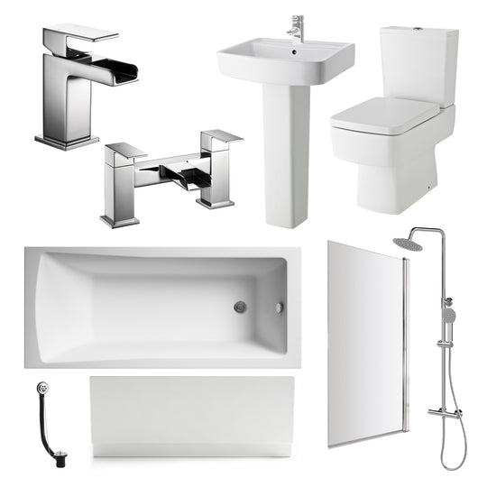  Serene Complete Square End Shower Bathroom Suite - 1700mm