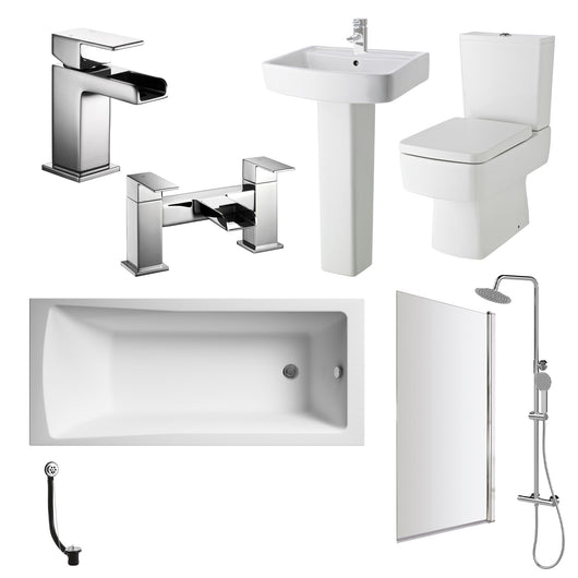 Serene Complete Square End Shower Bathroom Suite - 1700mm