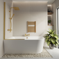 Selsley 1700 Curved Freestanding Super Deep Shower Bath with Brushed Brass Screen