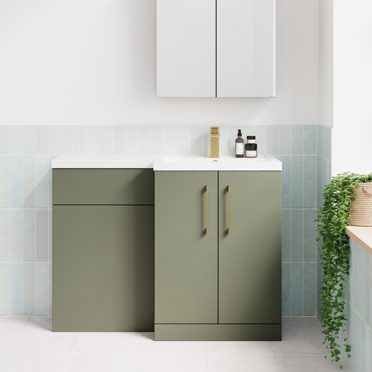  Ryker 1100mm Toilet & Basin Combination Unit - Satin Green - welovecouk