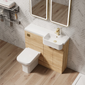 Calver 1000mm Combination Unit & Semi Recessed Round Basin - Bleached Oak