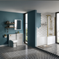 Nova 1800 L Shaped Combination Vanity Brushed Brass Shower Bath Bathroom Suite