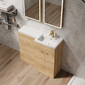 Parkhouse 1100mm L Shape Combination Basin and WC Unit - Bleached Oak