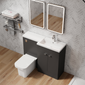 Parkhouse 1100mm L Shape Combination Basin and WC Unit Gloss Grey