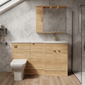 Parkhouse 1500mm L Shape Combination Basin and WC Unit - Bleached Oak