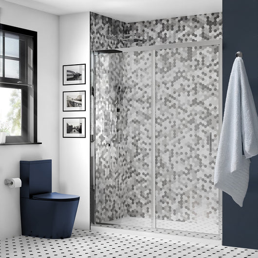  Ralus6 Sliding Shower Door 1850 x 1400mm - Chrome - welovecouk