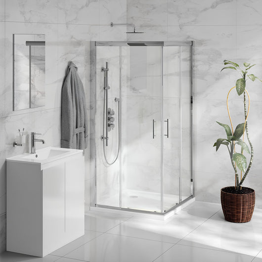  Ralus6 Corner Entry Enclosure 1850 x 800mm - Chrome - welovecouk
