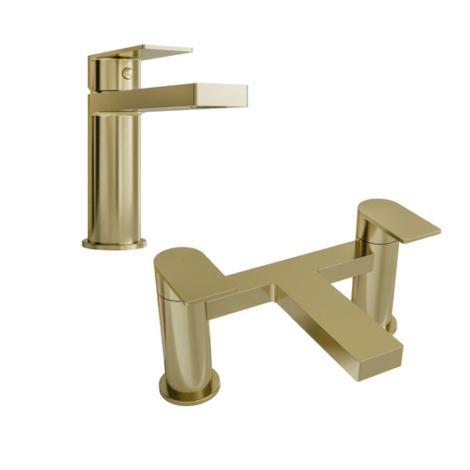  OAKLEY - Brushed Brass Mono Basin Mixer Inc P/B Waste and Bath Filler