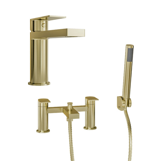 OAKLEY - Brushed Brass Mono Basin Mixer Inc P/B Waste and Bath Shower Mixer Inc Handset