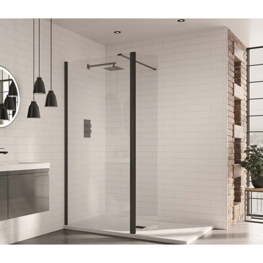  Aquadart Wetroom 8 Glass Panel 800mm Clear With Matrix Black Profile