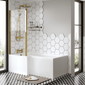 L-Shaped 1700 x 850/700 Shower Bath C/W Brushed Brass Bath Screen & Front Panel