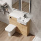 Bradwell 1000mm Combination Unit Bleached Oak & Semi Recessed Square Basin