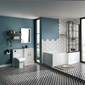Nova 1600 L Shaped Combination Vanity Black Shower Bath Bathroom Suite