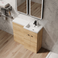 Parkhouse 1100mm L Shape Combination Basin and WC Unit - Bleached Oak