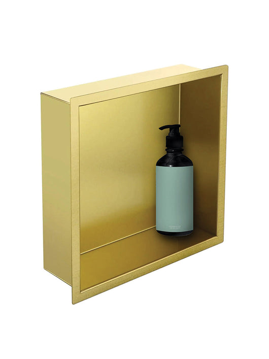  Giavani Stainless Steel 300 x 300mm Brushed Brass Shower Niche