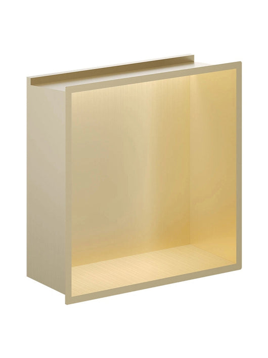  Giavani Stainless Steel 300 x 300mm Brushed Brass Shower Niche With LED Lights