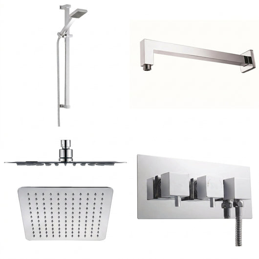  SDG Premium Concealed Shower Valve with Slide Rail Kit + Wall Mounted 250mm Shower Head