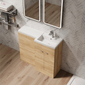 Parkhouse 1200mm L Shape Combination Basin and WC Unit - Bleached Oak