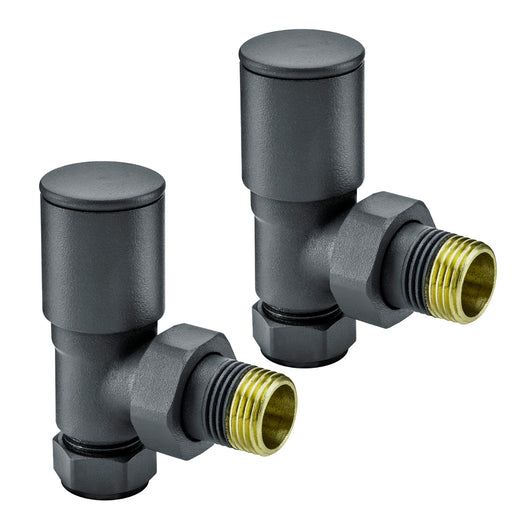  Portland Round Angled Radiator Valve Pair 15mm - Anthracite
