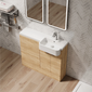 Calver 1100mm Combination Unit & Semi Recessed Round Basin - Bleached Oak