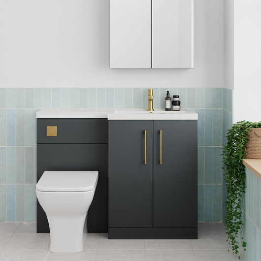 Ryker 1100mm Toilet & Basin Combination Unit - Soft Black - welovecouk