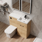 Parkhouse 1100mm L Shape Combination Basin and WC Unit - Bleached Oak