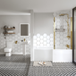 Serene 1500 L-Shaped Brushed Brass Complete Shower Bathroom Suite