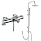 Aquadart Thermostatic Wall Mounted Bath Shower Mixer & Round Dual Rigid Riser Shower Kit